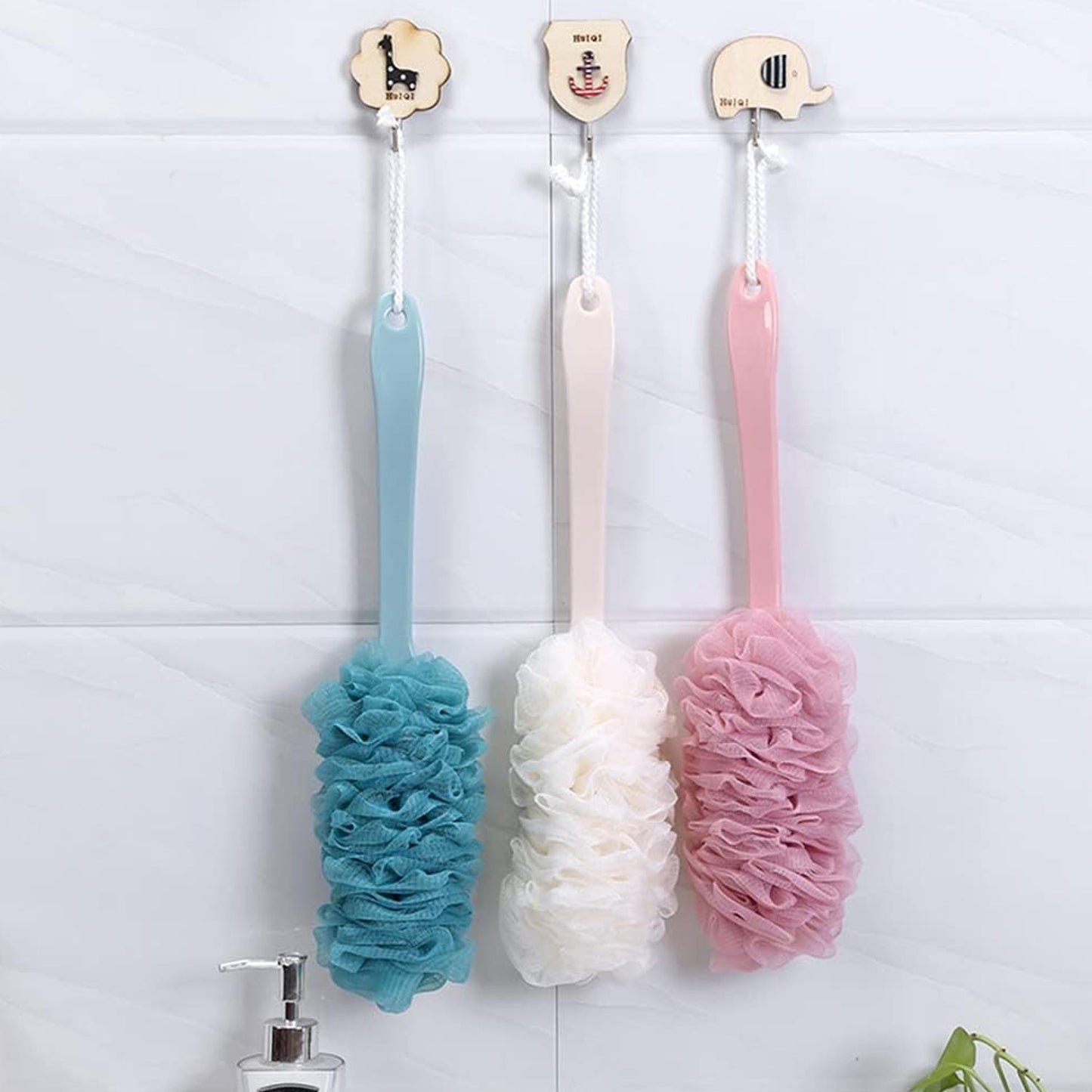 Loofah Back Scrubber for Shower, Long Handle Bath Sponge Shower Brush, Soft Nylon Mesh Back Cleaner Washer, Body Bath Brush for Women and Men, Bathroom Shower Accessories - infinityexculsivestore.com