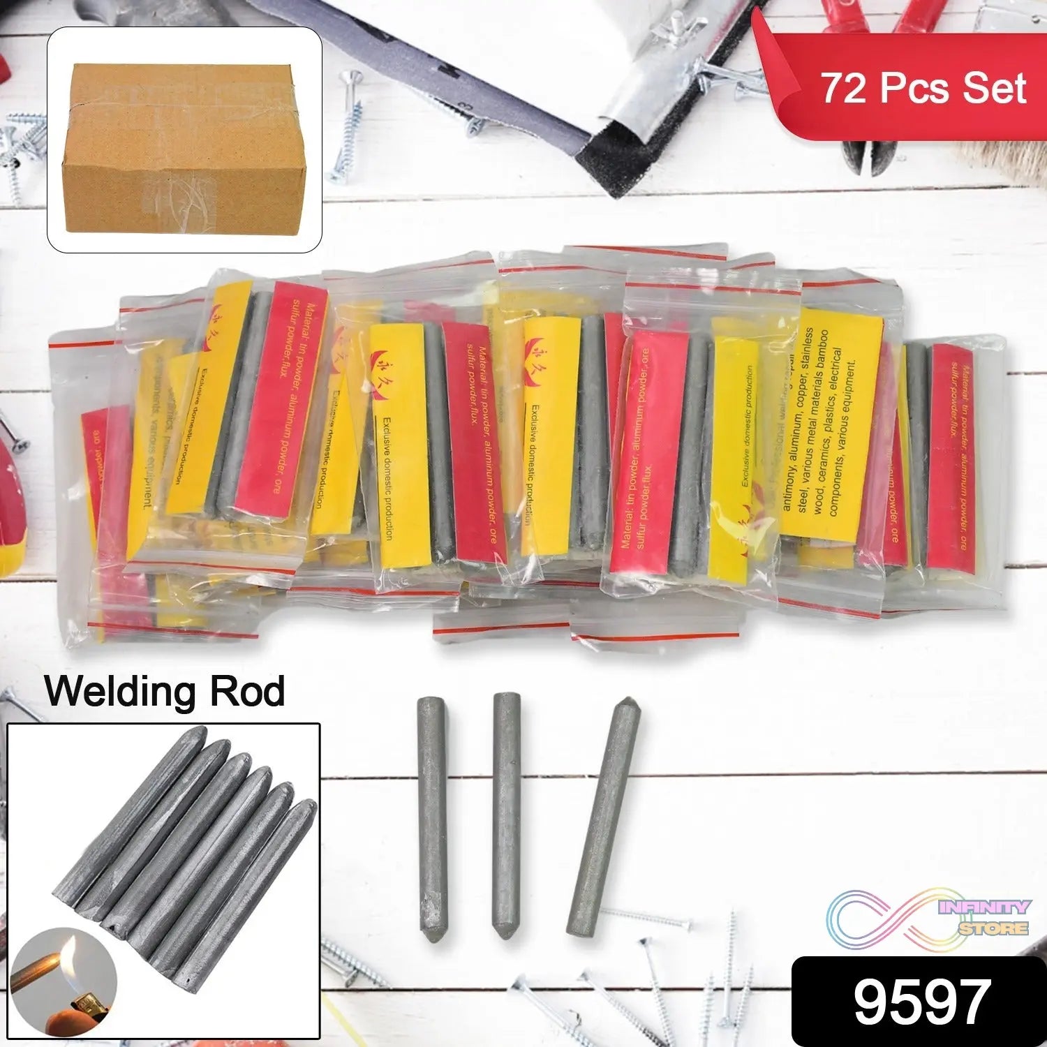 Low Temperature Universal Welding Rod, Aluminium Welding Rods (72 pcs Set / Inside 3 pcs packet) - infinityexculsivestore.com
