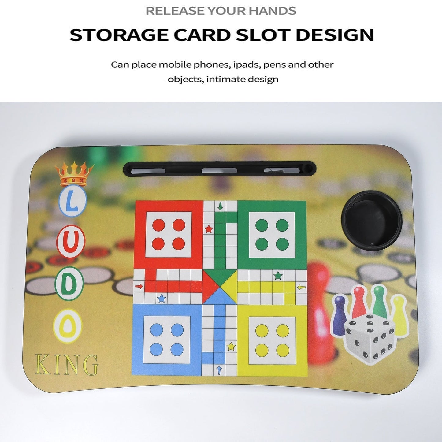 Ludo Design Foldable Study & Laptop Table for Children with Tablet Slot & Cup Holder - infinityexculsivestore.com