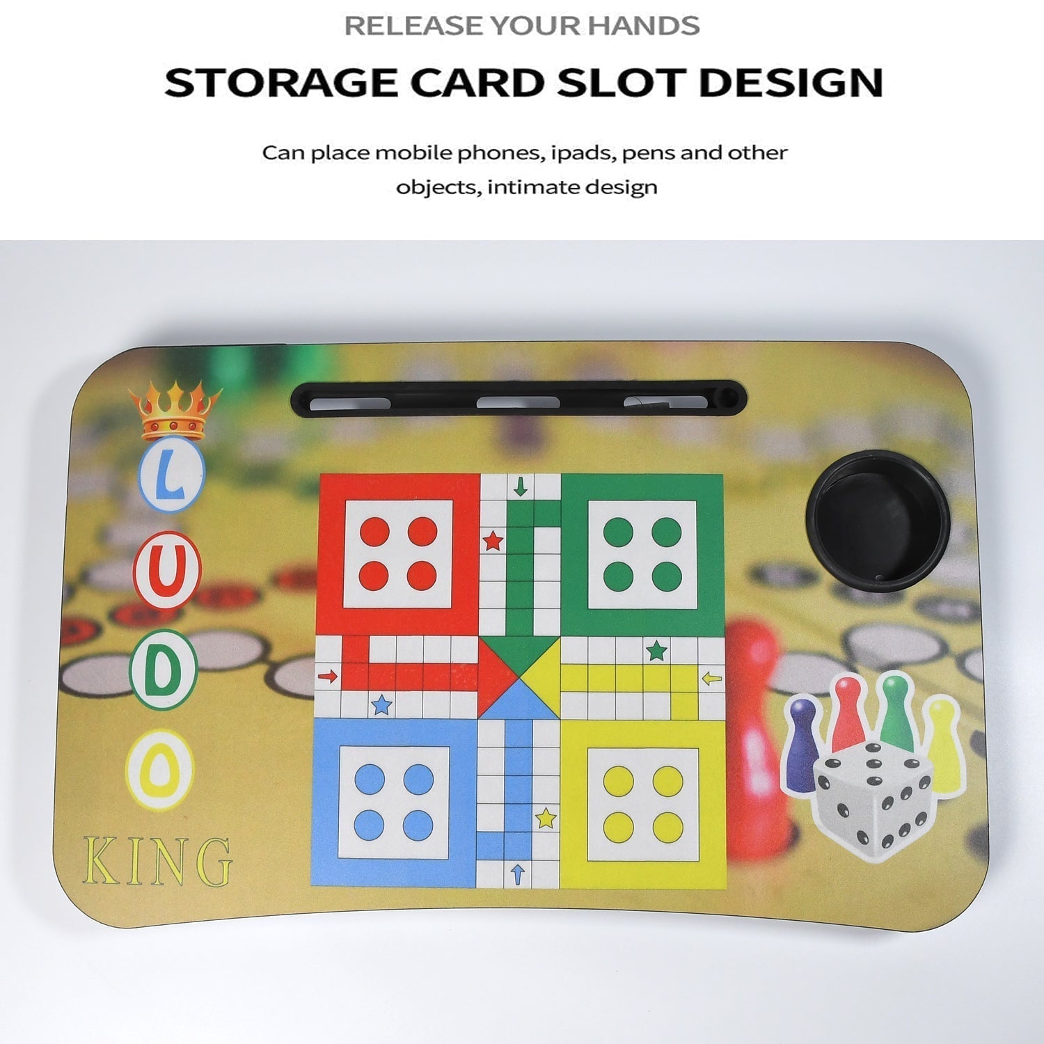 Ludo Design Foldable Study & Laptop Table for Children with Tablet Slot & Cup Holder - infinityexculsivestore.com