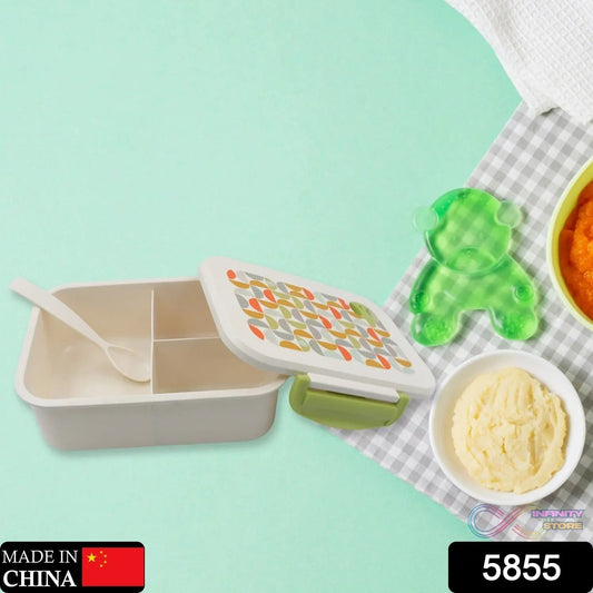 Lunch Box 3 Compartment With Leak Proof Lunch Box & 1 spoon, For School & Office Use - infinityexculsivestore.com