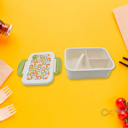 Lunch Box 3 Compartment With Leak Proof Lunch Box & 1 spoon, For School & Office Use - infinityexculsivestore.com