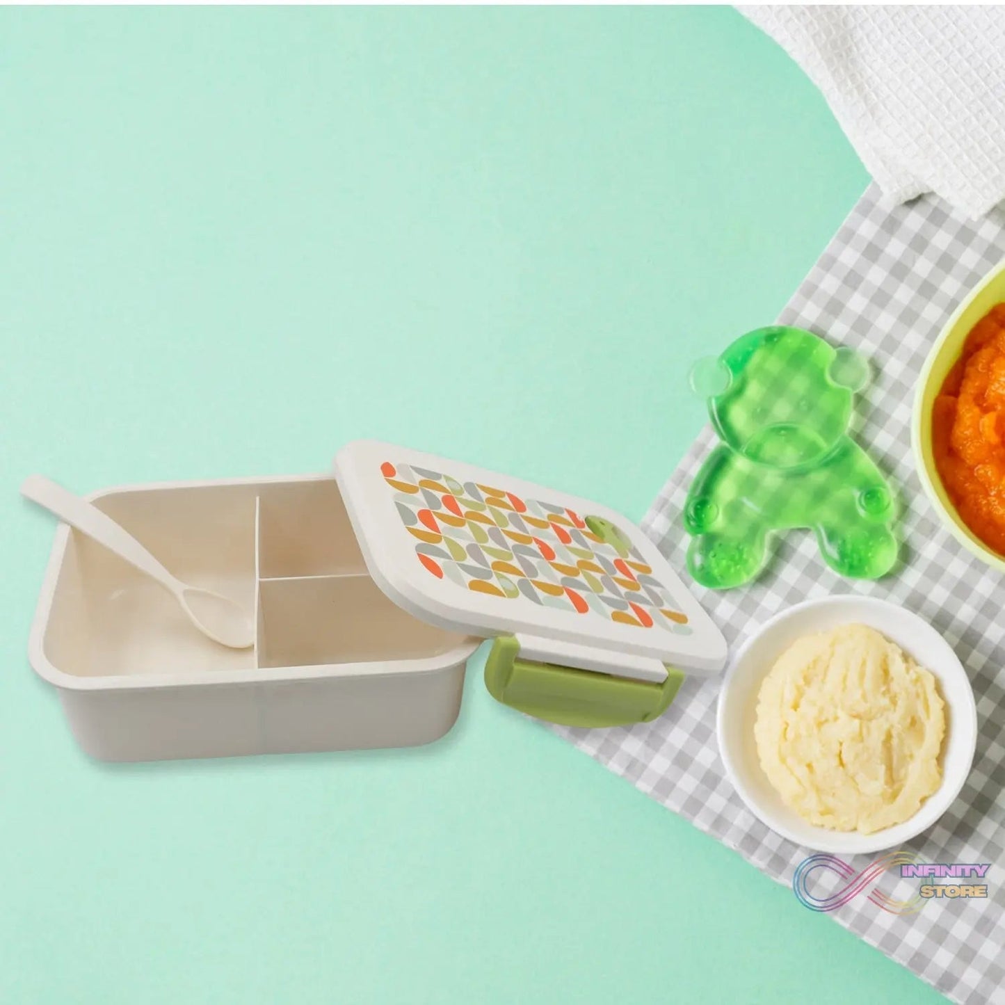 Lunch Box 3 Compartment With Leak Proof Lunch Box & 1 spoon, For School & Office Use - infinityexculsivestore.com