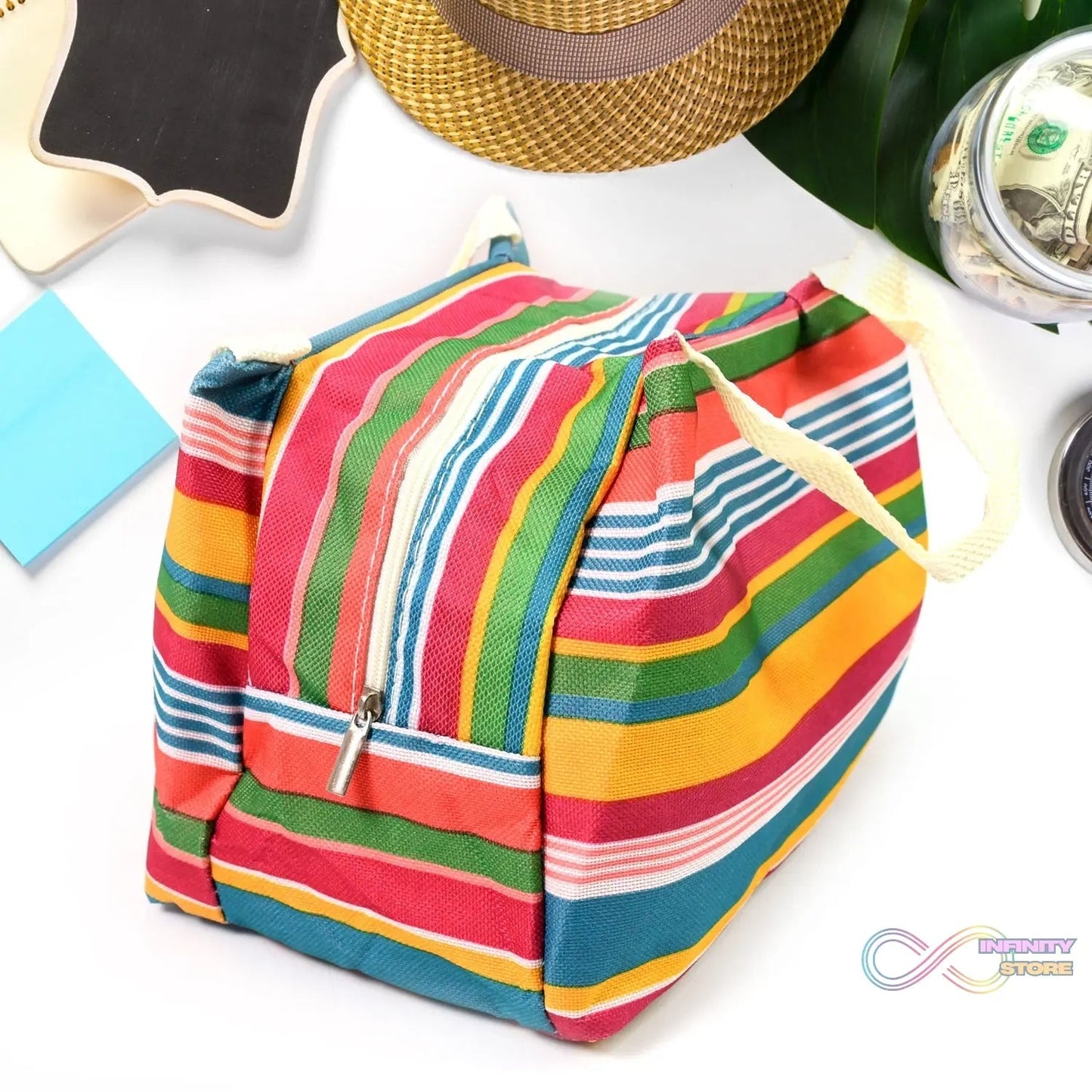 Lunch Box Bag for Women Men Insulated Lunch Bag With Zipper (1 Pc / Mix Color / Design) - infinityexculsivestore.com