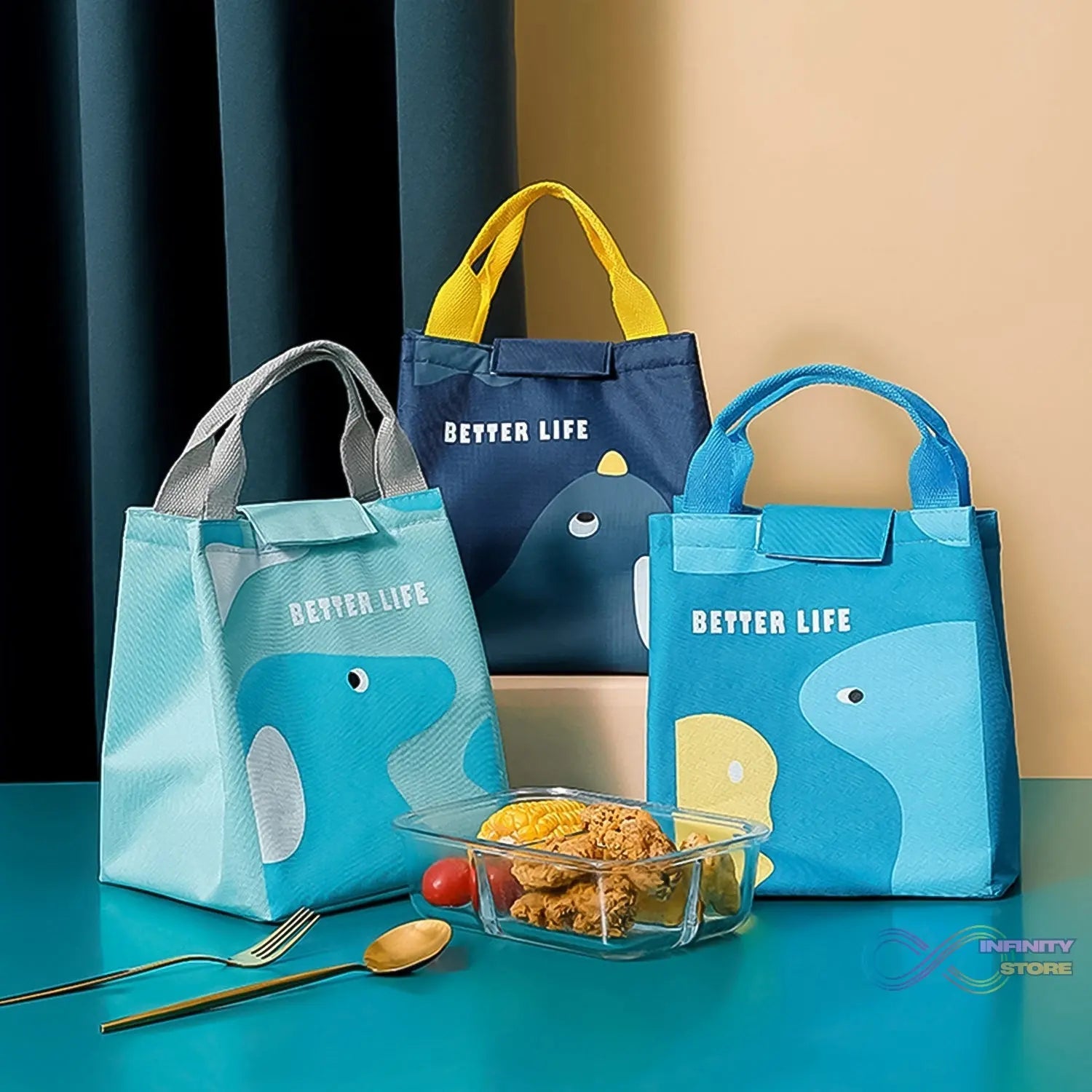 Lunch Box Bag for Women Men Insulated Lunch Bag With Zipper (1 Pc / Mix Design & Color) - infinityexculsivestore.com