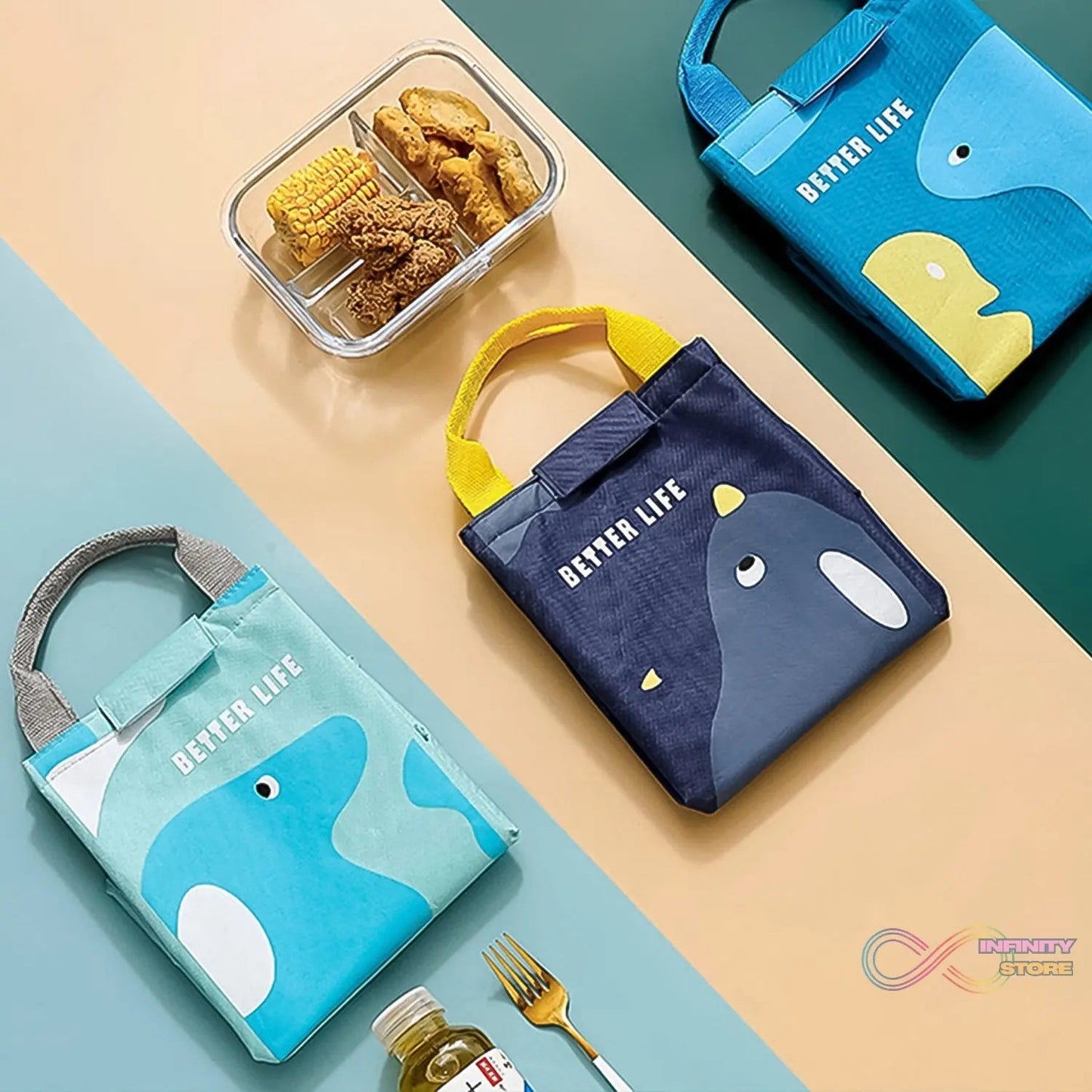 Lunch Box Bag for Women Men Insulated Lunch Bag With Zipper (1 Pc / Mix Design & Color) - infinityexculsivestore.com