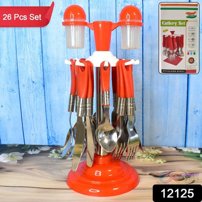 Luxury Cutlery Set for Dining Table Stainless Steel 26 - Piece Set With Stand (1 Set - infinityexculsivestore.com