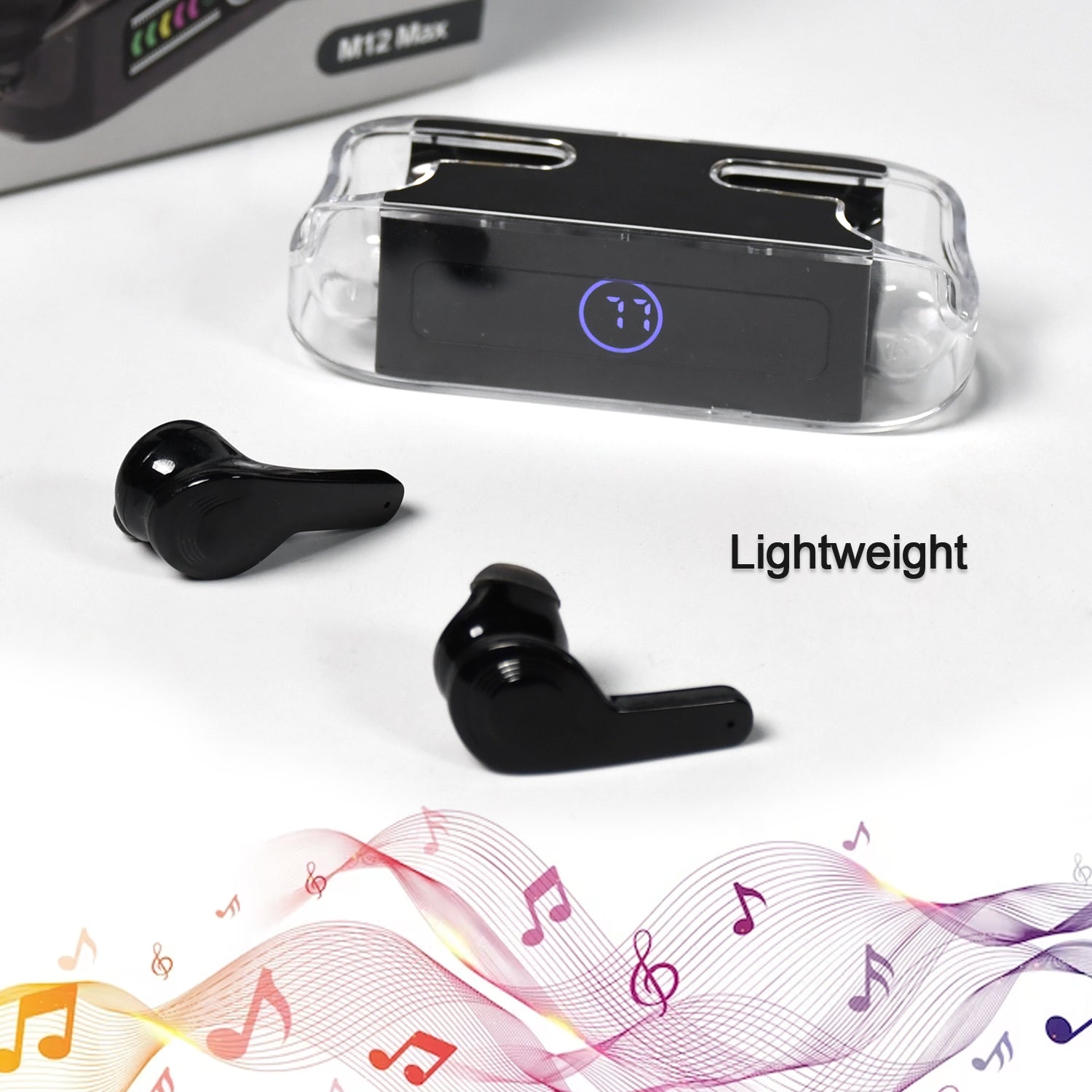M12 Max Wireless Earbuds, Black Touch Control Bluetooth - infinityexculsivestore.com