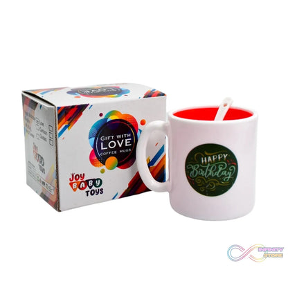Coffee mug with unique mixed design, suitable for various drinks.