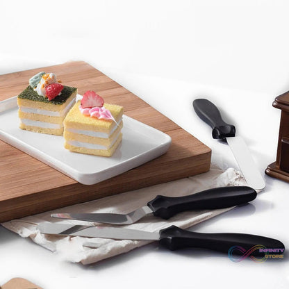 MULTI - FUNCTION STAINLESS STEEL CAKE ICING SPATULA FLAT ANGULAR TRIANGLE PALLET KNIFE SET - infinityexculsivestore.com