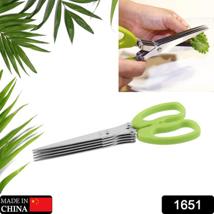 MULTIFUNCTION VEGETABLE STAINLESS STEEL HERBS SCISSOR WITH 5 BLADES - infinityexculsivestore.com