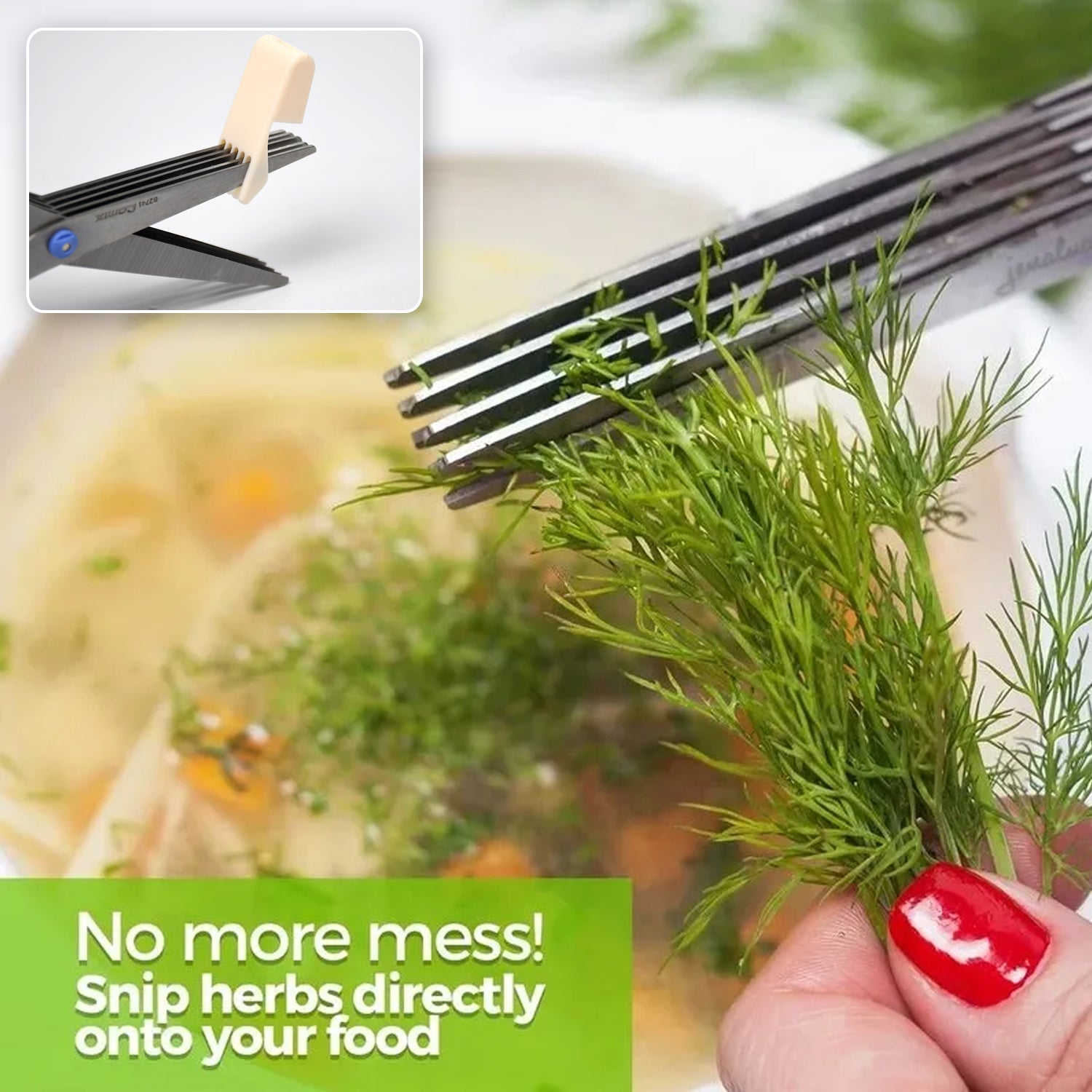 MULTIFUNCTION VEGETABLE STAINLESS STEEL HERBS SCISSOR WITH 5 BLADES - infinityexculsivestore.com