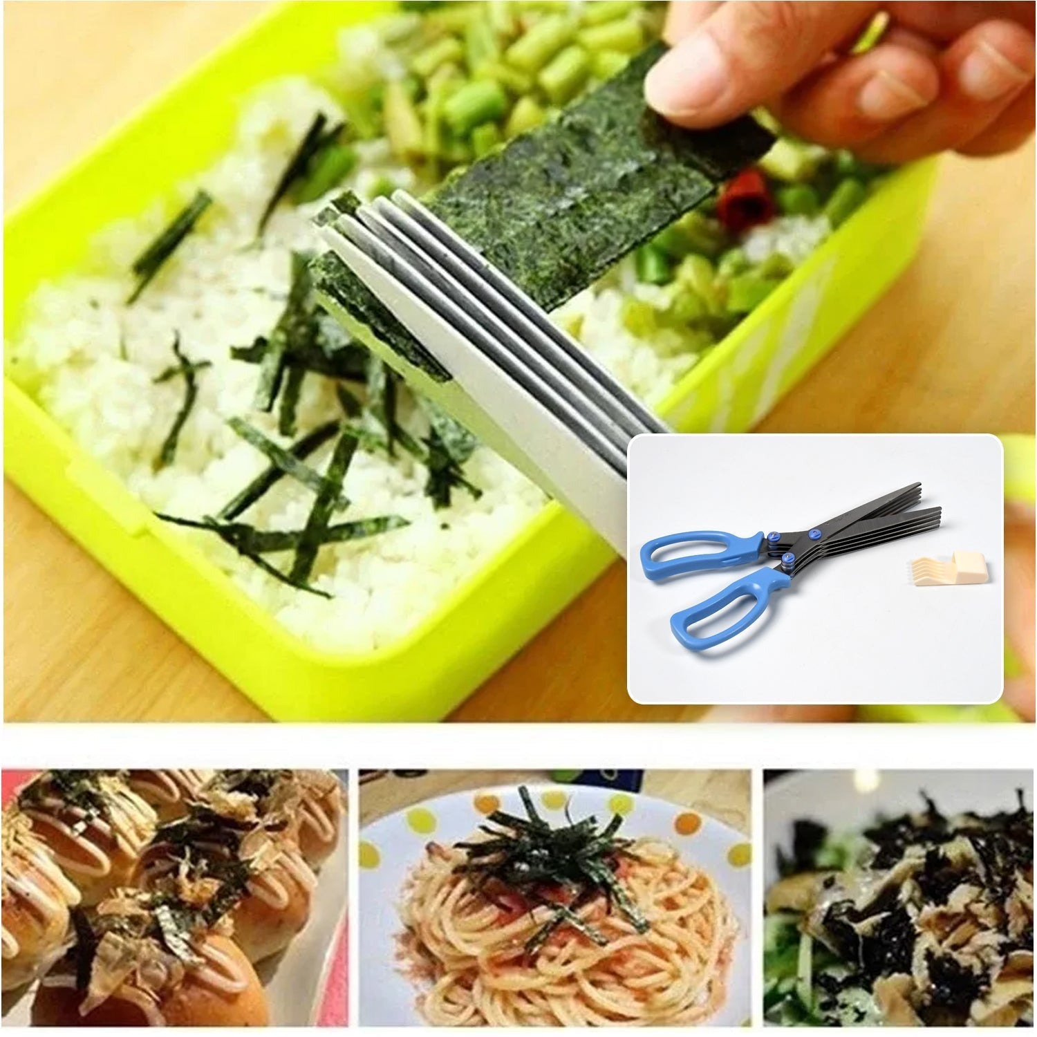 MULTIFUNCTION VEGETABLE STAINLESS STEEL HERBS SCISSOR WITH 5 BLADES - infinityexculsivestore.com