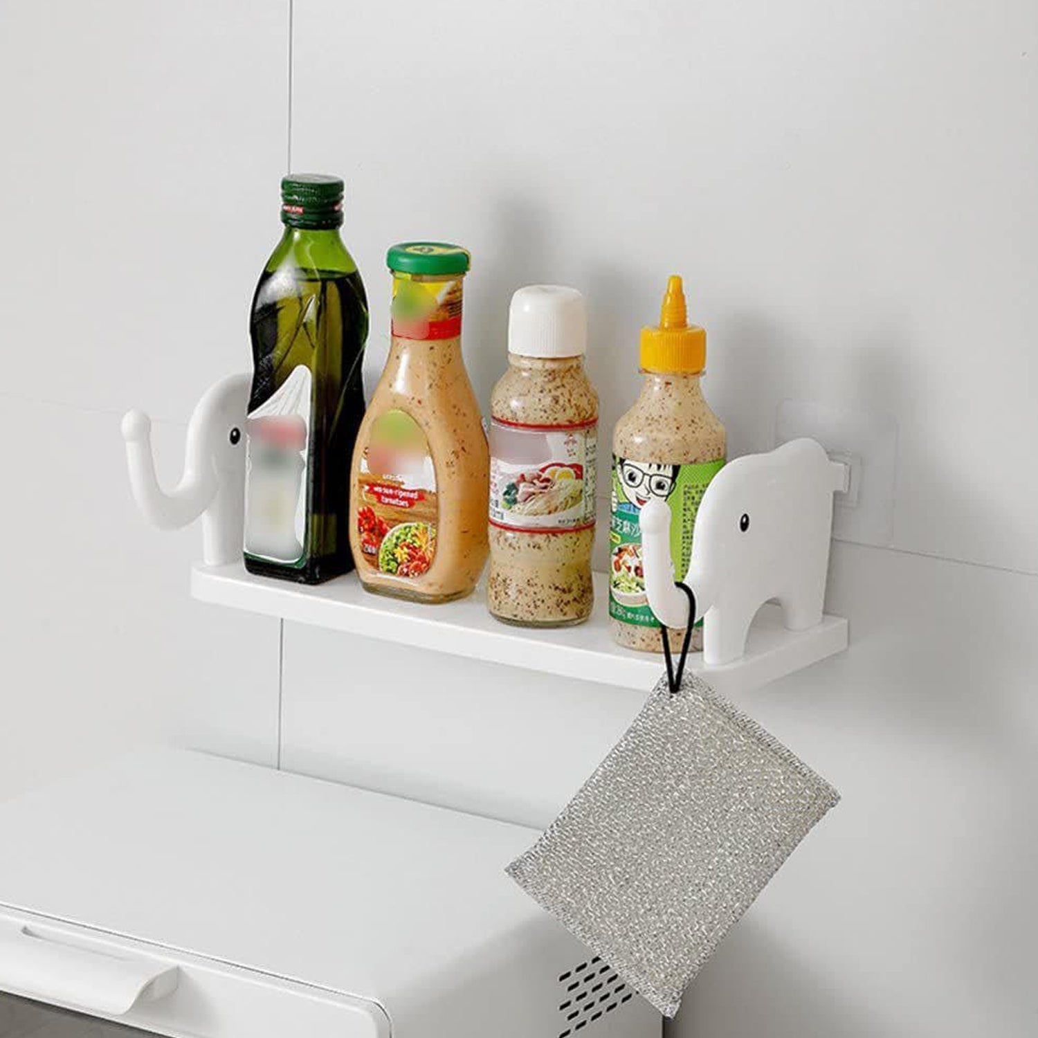 MULTIFUNCTIONAL ELEPHANT SHAPED STORAGE SHELF, NO PUNCHING WALL MOUNTED MINI STORAGE RACK, CREATIVE CUTE ELEPHANT SHELF ORGANIZER FOR KITCHEN BATHROOM BEDROOM STUDY - infinityexculsivestore.com
