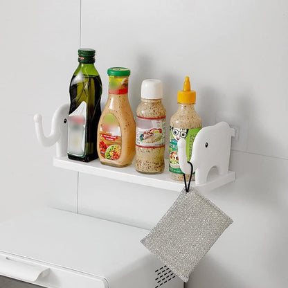 MULTIFUNCTIONAL ELEPHANT SHAPED STORAGE SHELF, NO PUNCHING WALL MOUNTED MINI STORAGE RACK, CREATIVE CUTE ELEPHANT SHELF ORGANIZER FOR KITCHEN BATHROOM BEDROOM STUDY - infinityexculsivestore.com