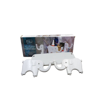 MULTIFUNCTIONAL ELEPHANT SHAPED STORAGE SHELF, NO PUNCHING WALL MOUNTED MINI STORAGE RACK, CREATIVE CUTE ELEPHANT SHELF ORGANIZER FOR KITCHEN BATHROOM BEDROOM STUDY - infinityexculsivestore.com