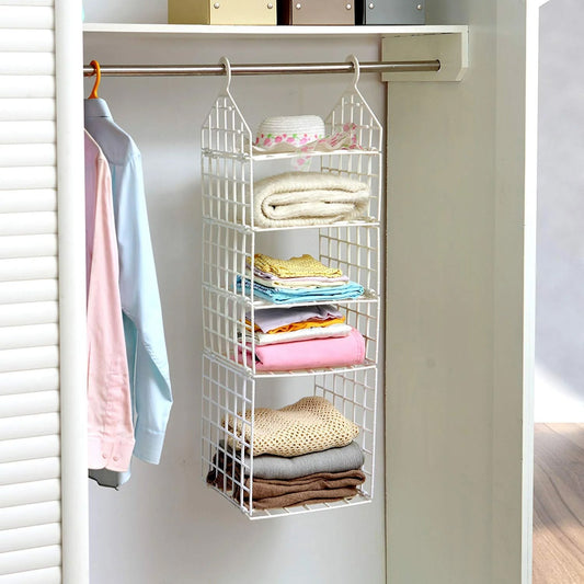 MULTIPURPOSE 5 LAYER FOLDING CLOTHES STORAGE RACKS||CLOSET FOR STUDENTS WARDROBE SHELVES SOCKS, SCARF, T - SHIRT, ETC||HANGING ORGANIZER STORAGE HOLDERS & RACKS - infinityexculsivestore.com