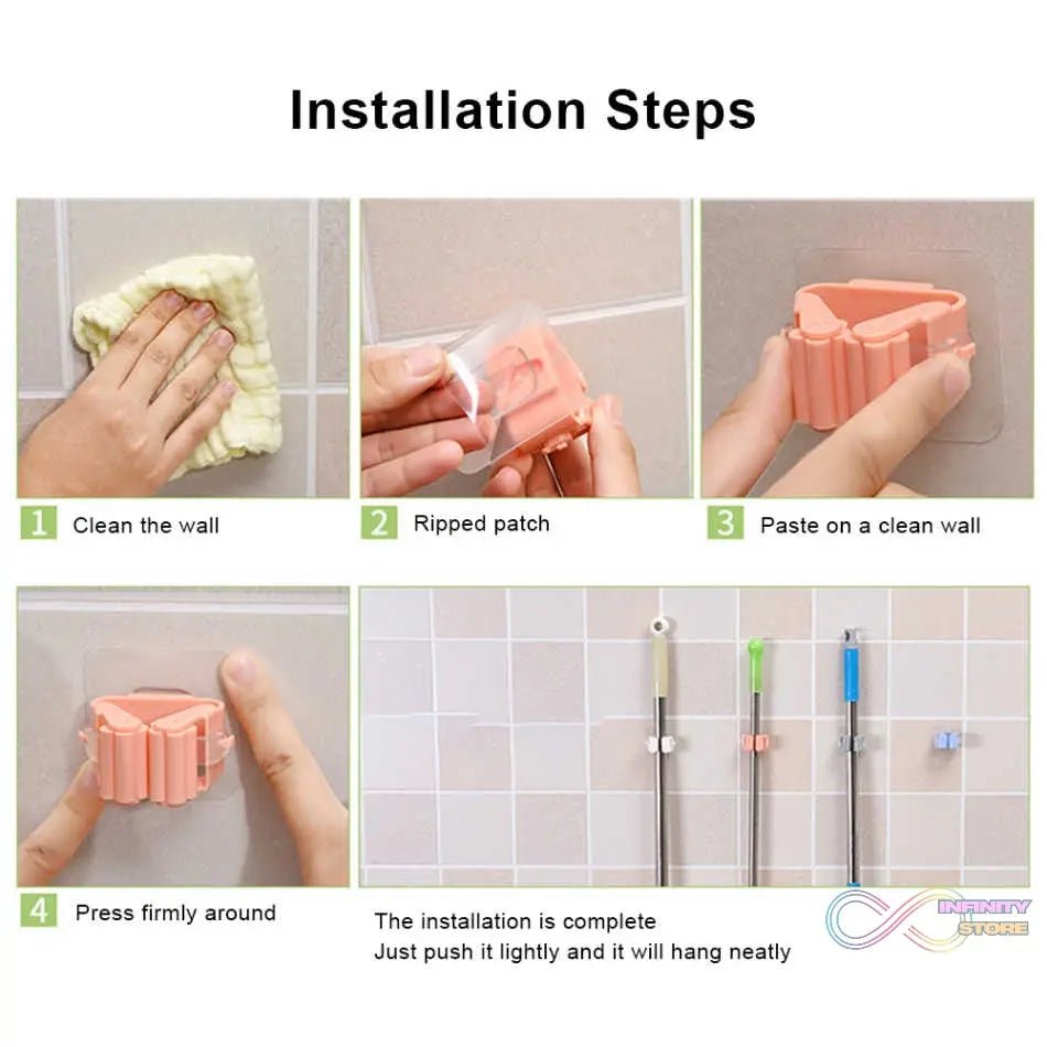 Magic Sticker Series Self Adhesive Mop and Broom Holder - infinityexculsivestore.com