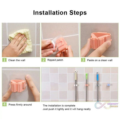 Magic Sticker Series Self Adhesive Mop and Broom Holder - infinityexculsivestore.com