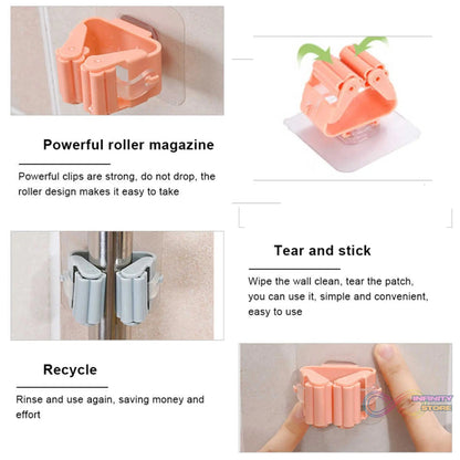 Magic Sticker Series Self Adhesive Mop and Broom Holder - infinityexculsivestore.com