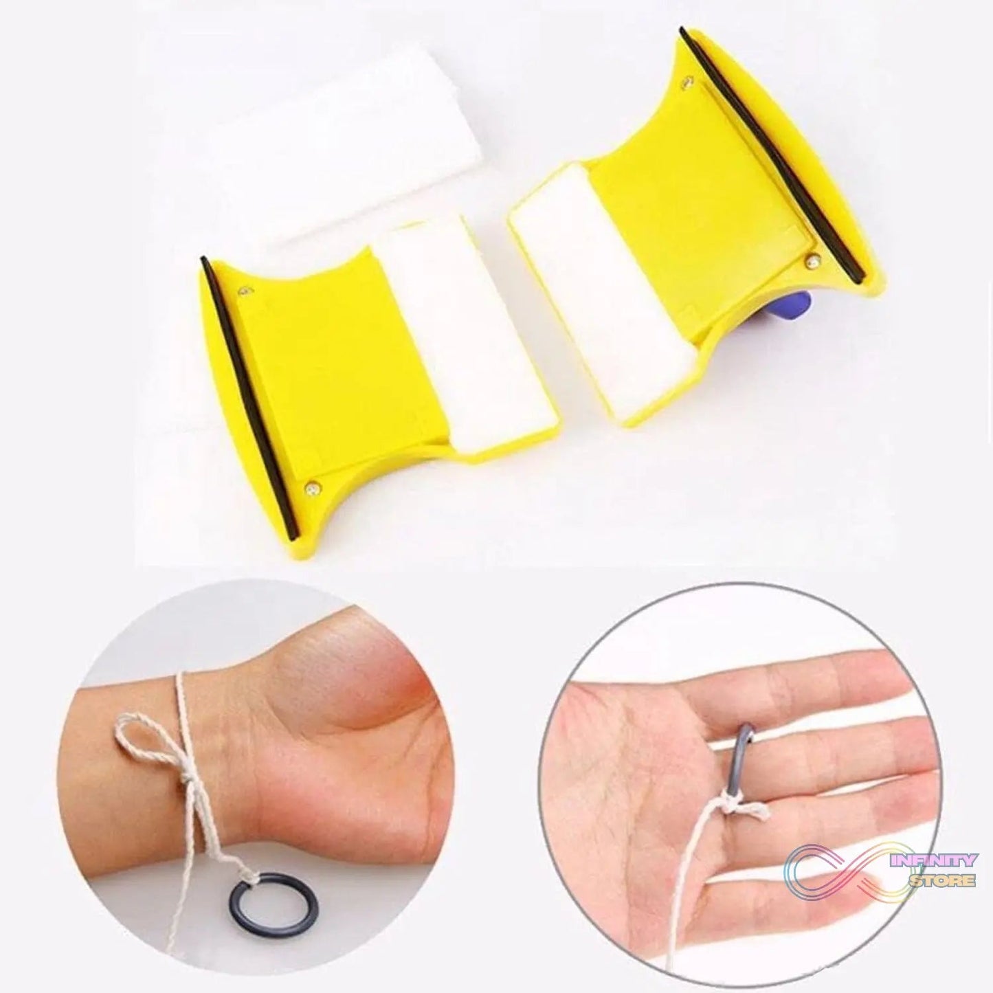 Magnetic Glass Cleaner (1 Pc): Square, Double - Sided Wiper, 2 Extra Pads - infinityexculsivestore.com