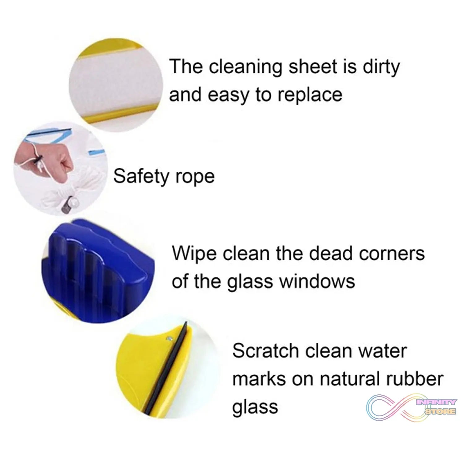 Magnetic Glass Cleaner (1 Pc): Square, Double - Sided Wiper, 2 Extra Pads - infinityexculsivestore.com