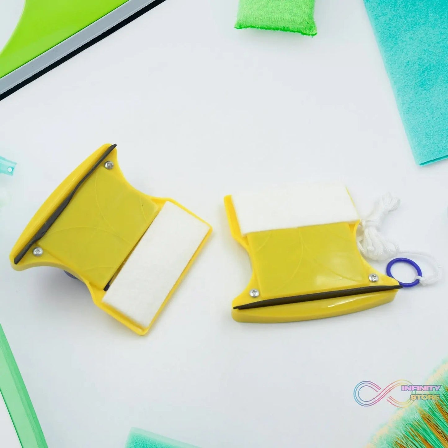 Magnetic Glass Cleaner (1 Pc): Square, Double - Sided Wiper, 2 Extra Pads - infinityexculsivestore.com