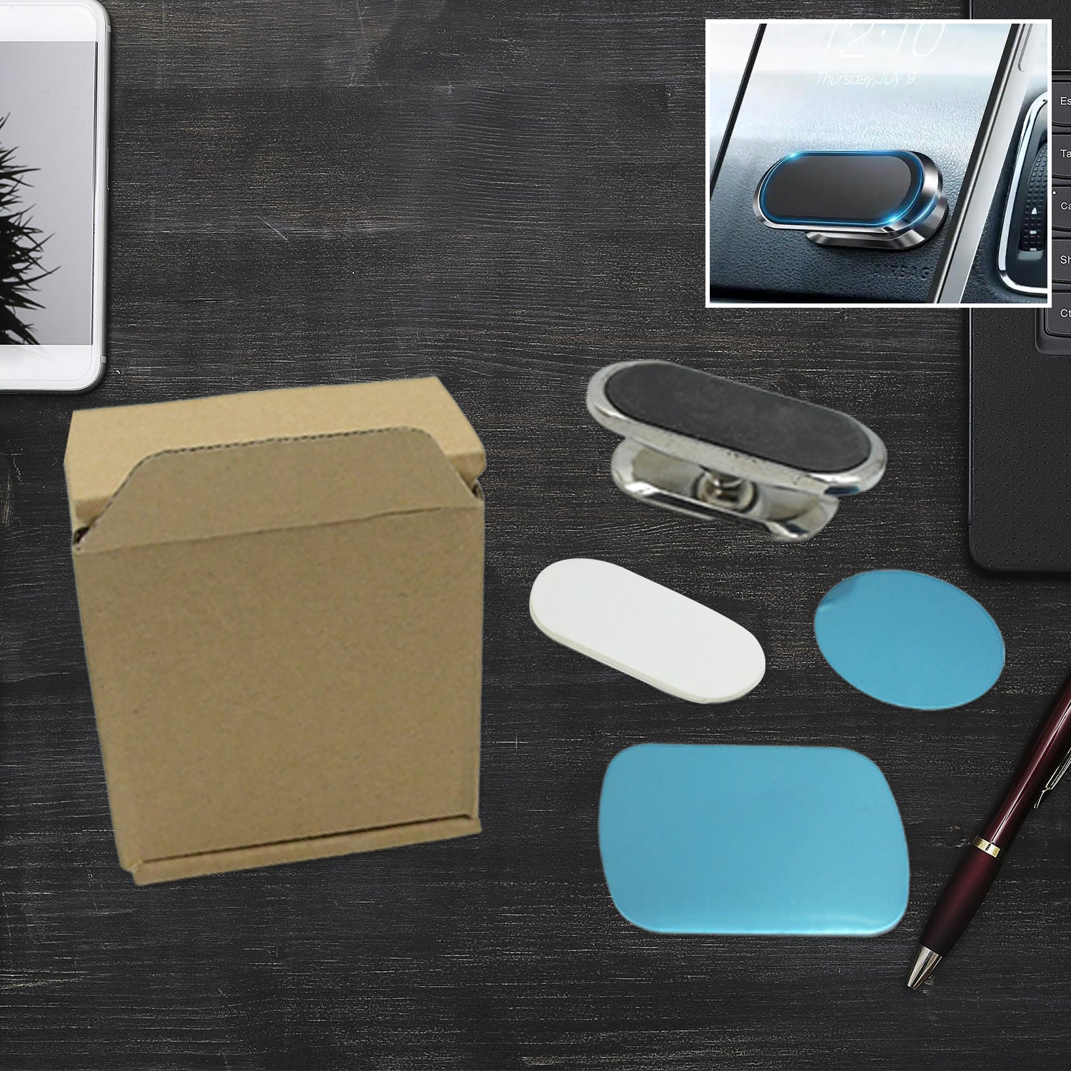 Magnetic Phone Mount/Holder for Car, Super Strong Magnet Universal Car Mount, Dashboard 360° Rotation for Car, Desk, Office, Home & Kitchen for All Smart phones (1 Pc) - infinityexculsivestore.com