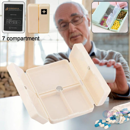 Magnetic Pill Organizer, 7 Compartments Portable Pill Case (1 Pc) - infinityexculsivestore.com