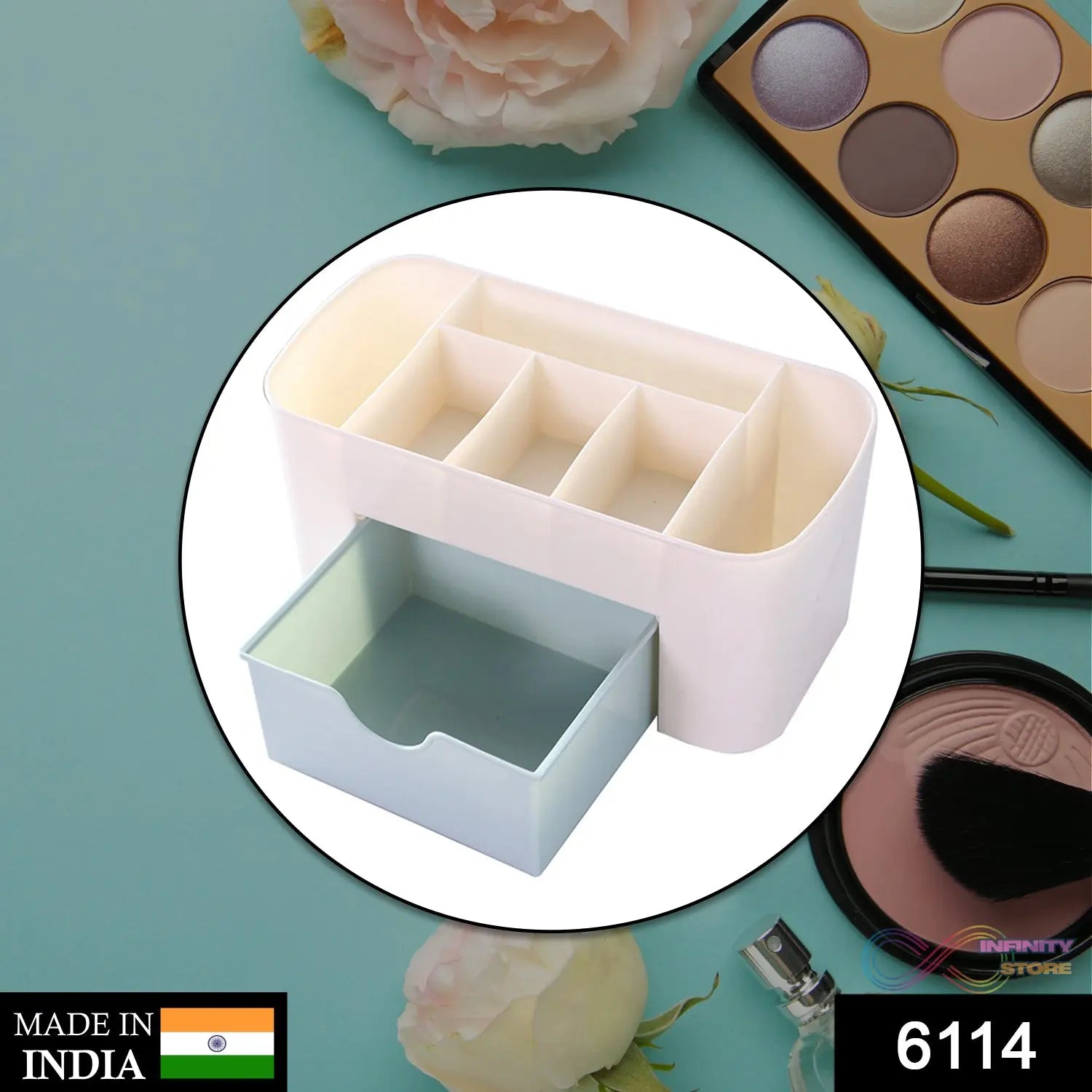 Stylish makeup box with compartments for efficient storage of cosmetics