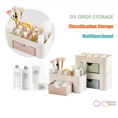 Makeup storage box with multiple sections for organizing beauty products