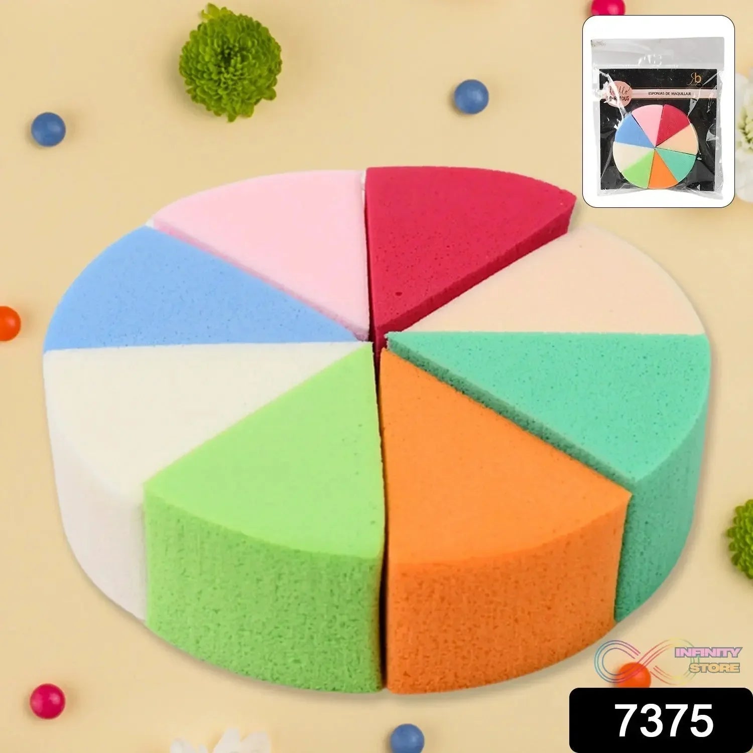 Makeup Sponge Triangle Shaped Mix Colour Cosmetic Puff (8 Pcs Set) - infinityexculsivestore.com