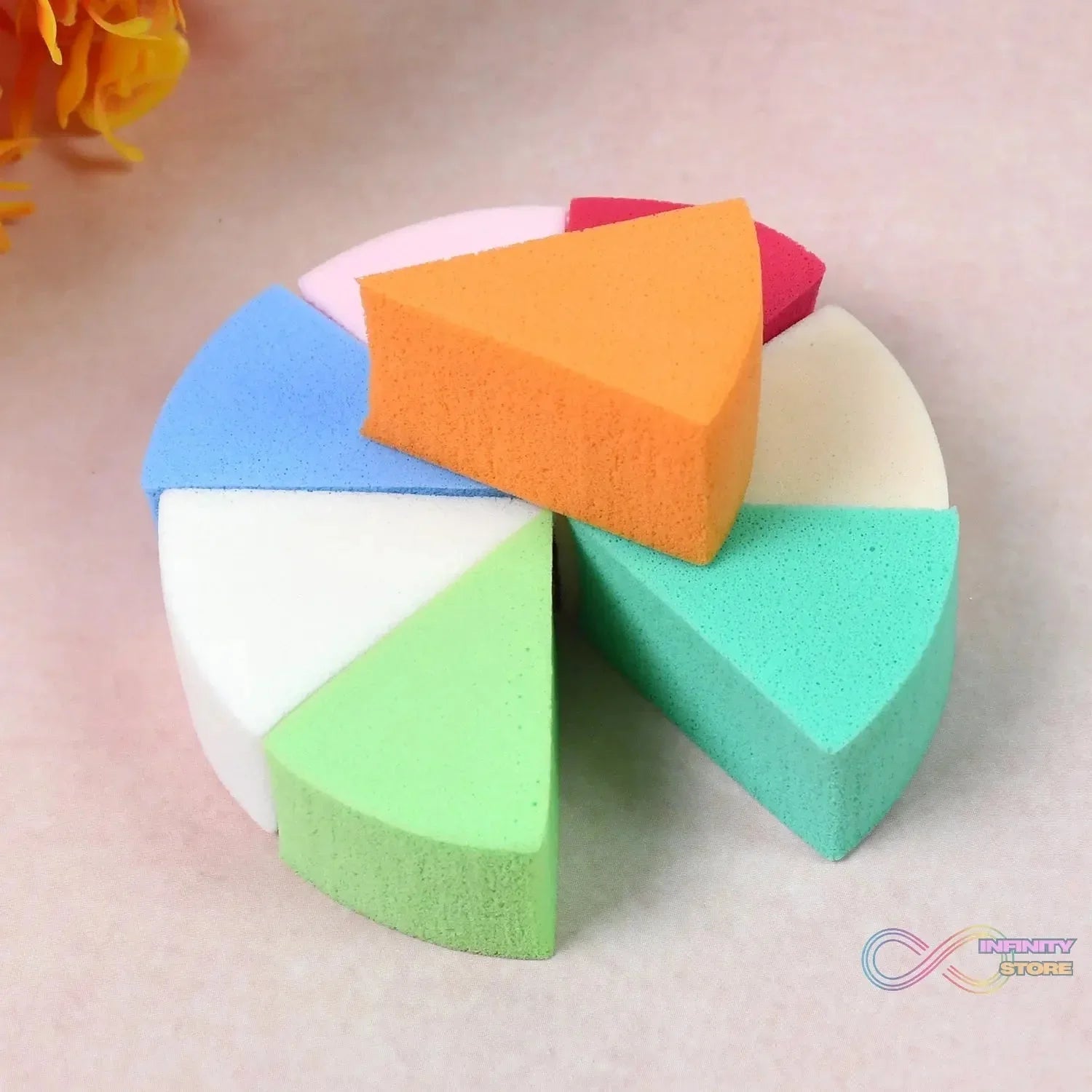 Makeup Sponge Triangle Shaped Mix Colour Cosmetic Puff (8 Pcs Set) - infinityexculsivestore.com
