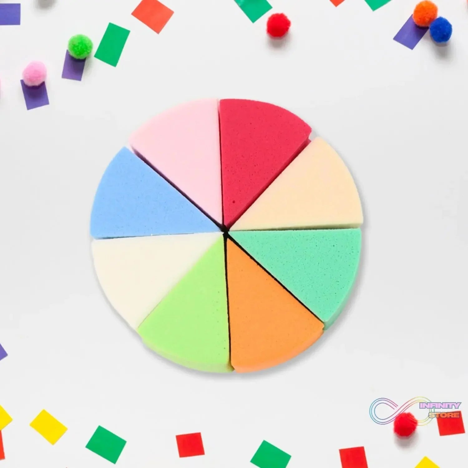 Makeup Sponge Triangle Shaped Mix Colour Cosmetic Puff (8 Pcs Set) - infinityexculsivestore.com