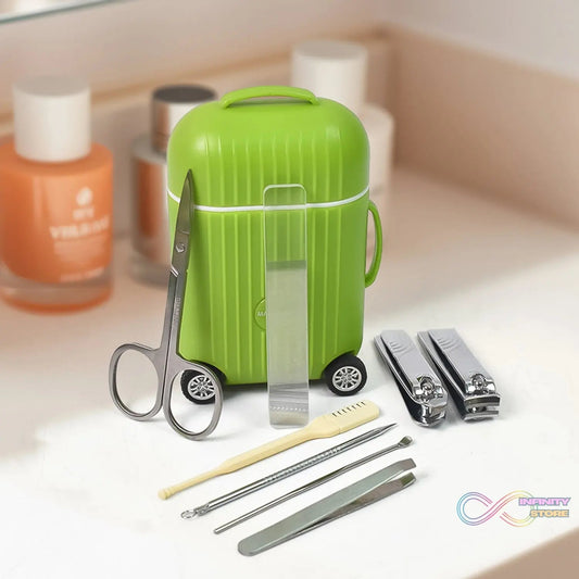 Manicure Kit, Pedicure tools for feet, Nail Clipper (8 Pcs Set / With Mini 4 Wheel Suitcase Trolley) - infinityexculsivestore.com