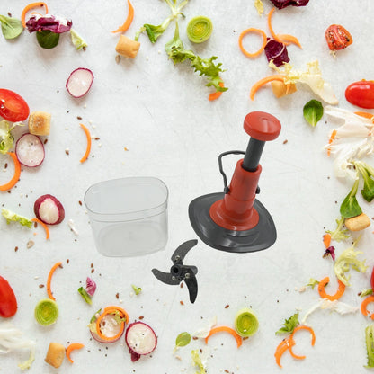 Manual Food Chopper (650ml): 3 Stainless Steel Blades, Locking System, Anti - Slip Base - infinityexculsivestore.com