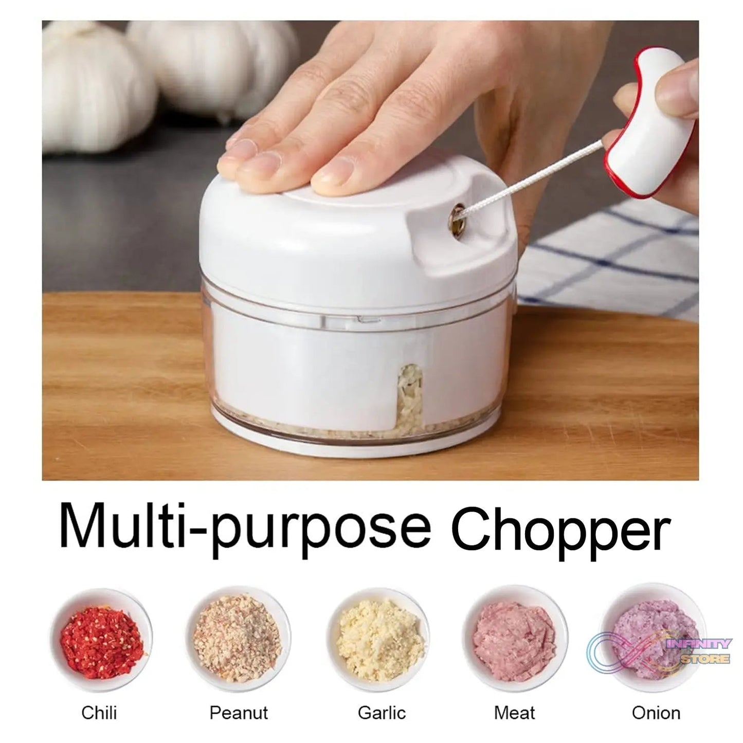 Manual Mini Food Processor Vegetable Chopper Hand Pull String Onion Chopper (1 Pc) - infinityexculsivestore.com
