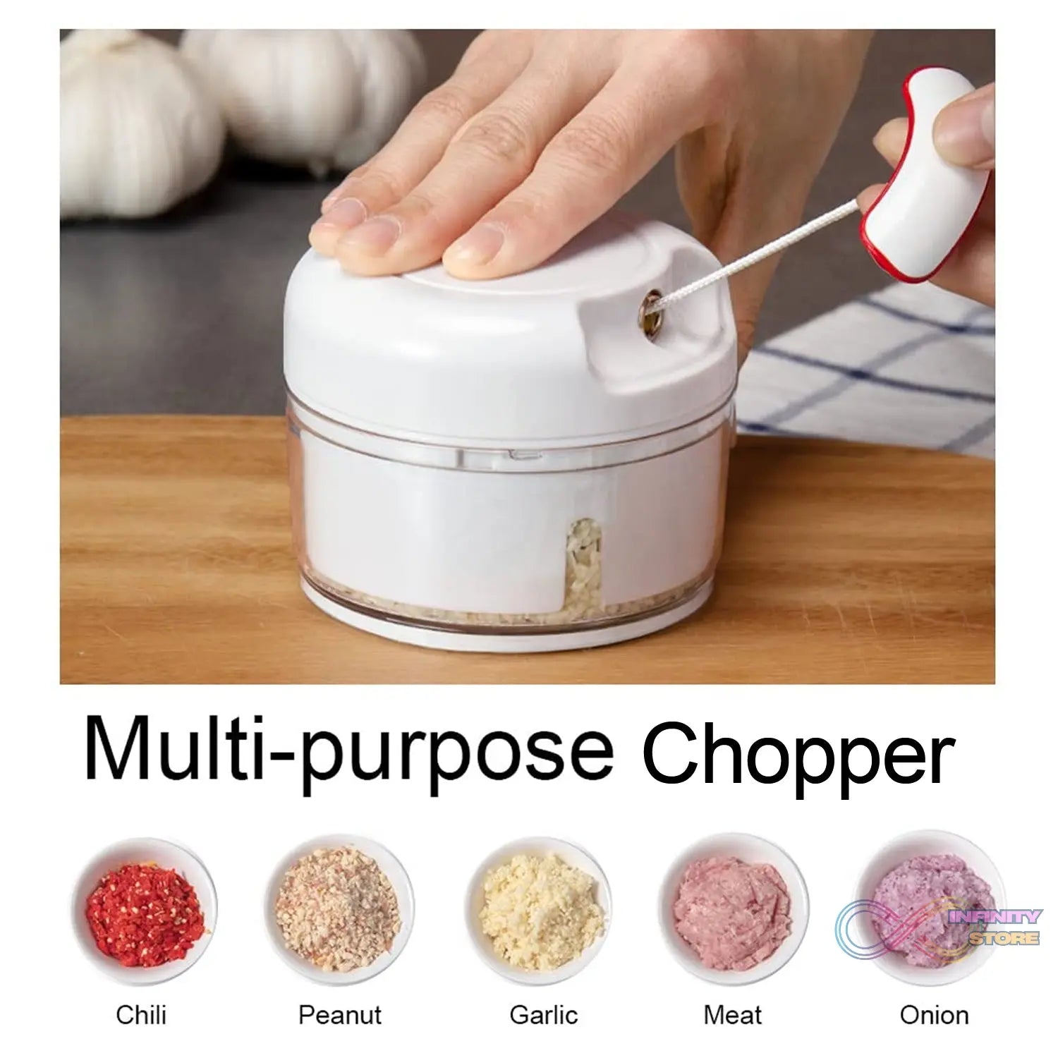 Manual Mini Food Processor Vegetable Chopper Hand Pull String Onion Chopper (1 Pc) - infinityexculsivestore.com