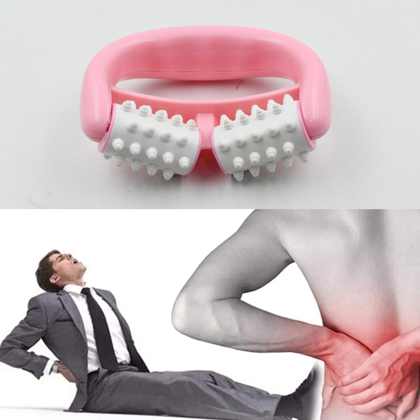Manual Round Handle Plastic 2 Rollers Massage Roller Cellulite Roller for Legs, Arms, Back, Muscle Pain Relief and Muscle Relaxation - infinityexculsivestore.com