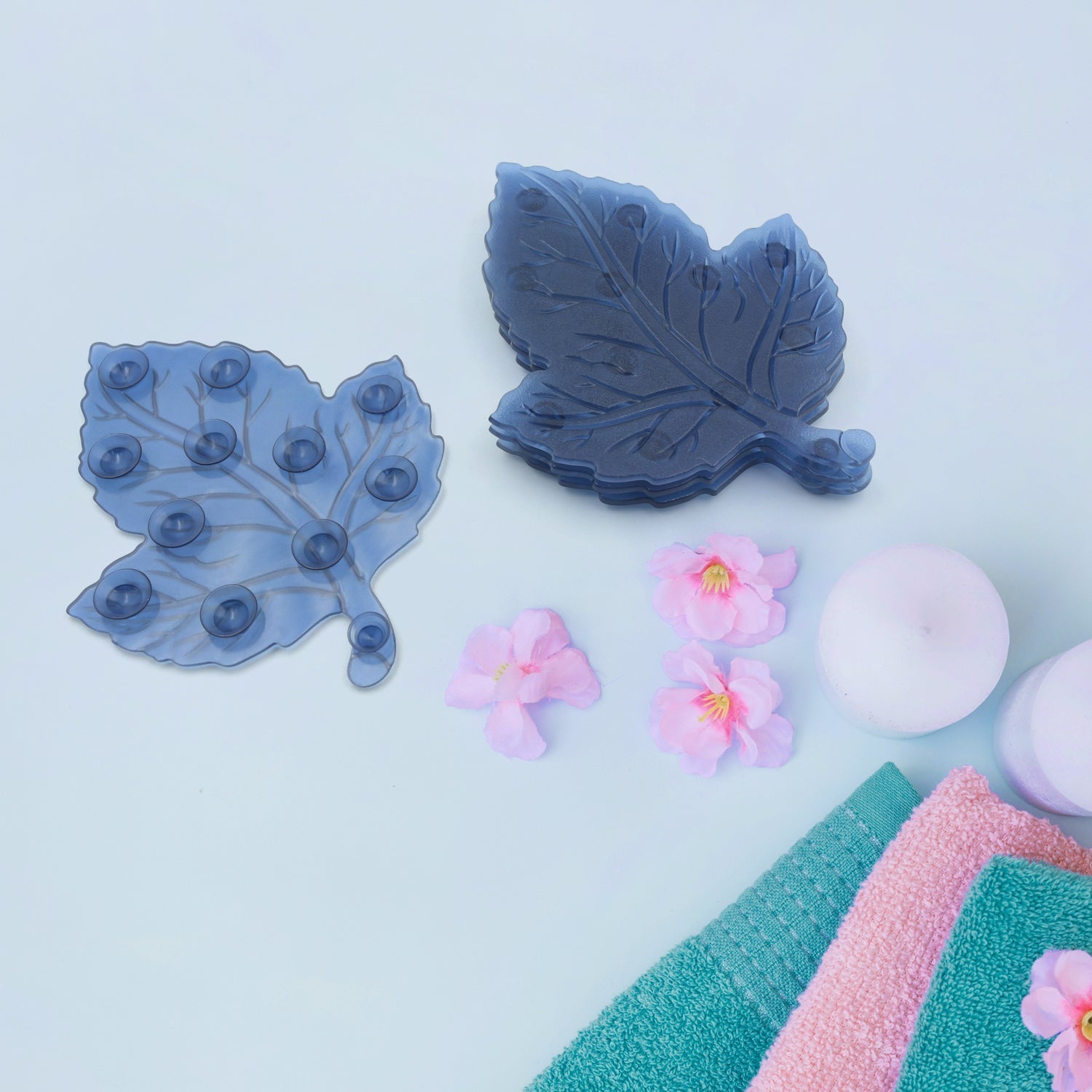 Mat, Mini Pvc Anti - Slip Bat Mat Non Slip Baby Bath Mats, Mini Child Safety Anti Slip Shower Mats Leaf Shaped for Kids (4 pc Set) - infinityexculsivestore.com