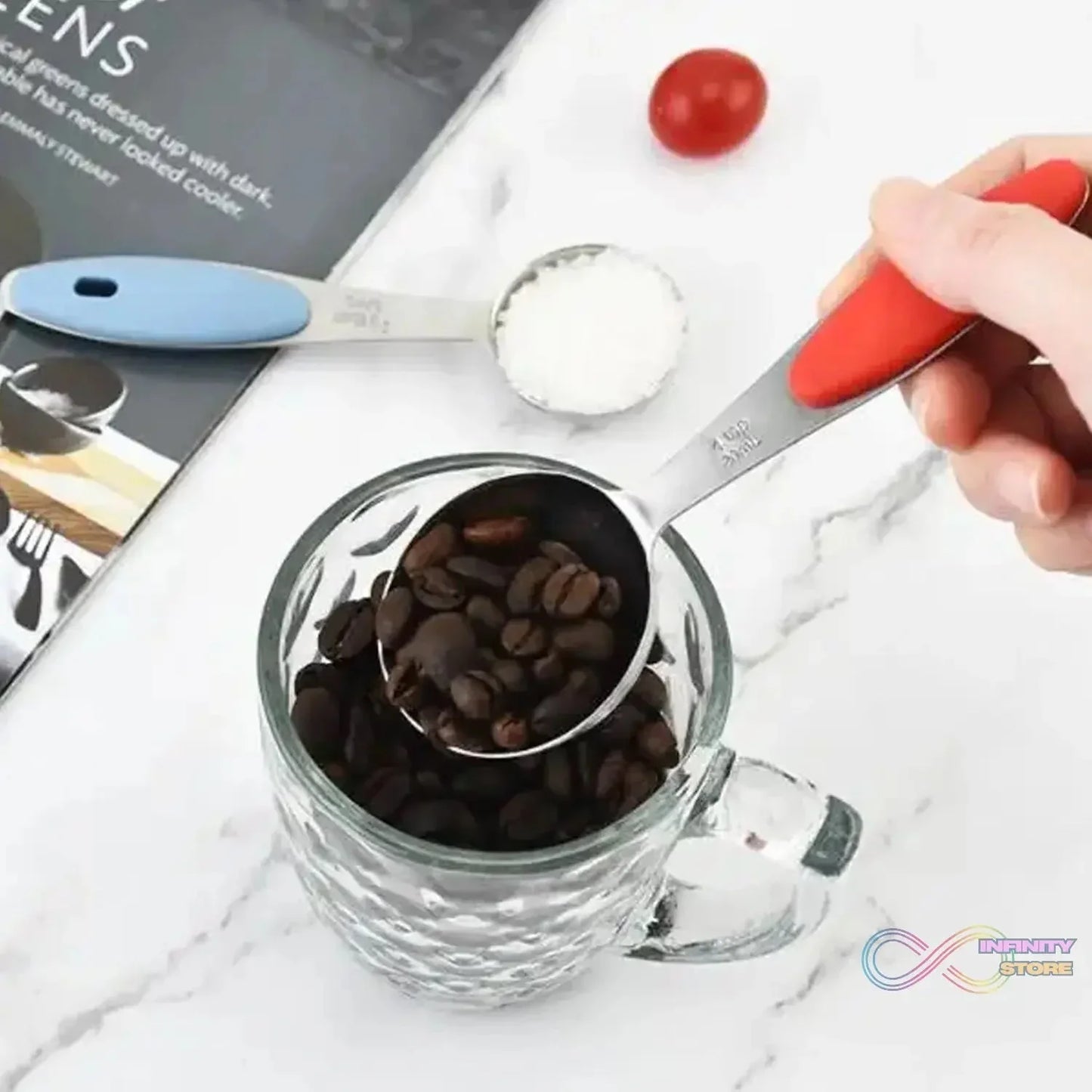 Measuring Cups and Spoons Stackable Set with Silicone Handle(5 Pc Set) - infinityexculsivestore.com