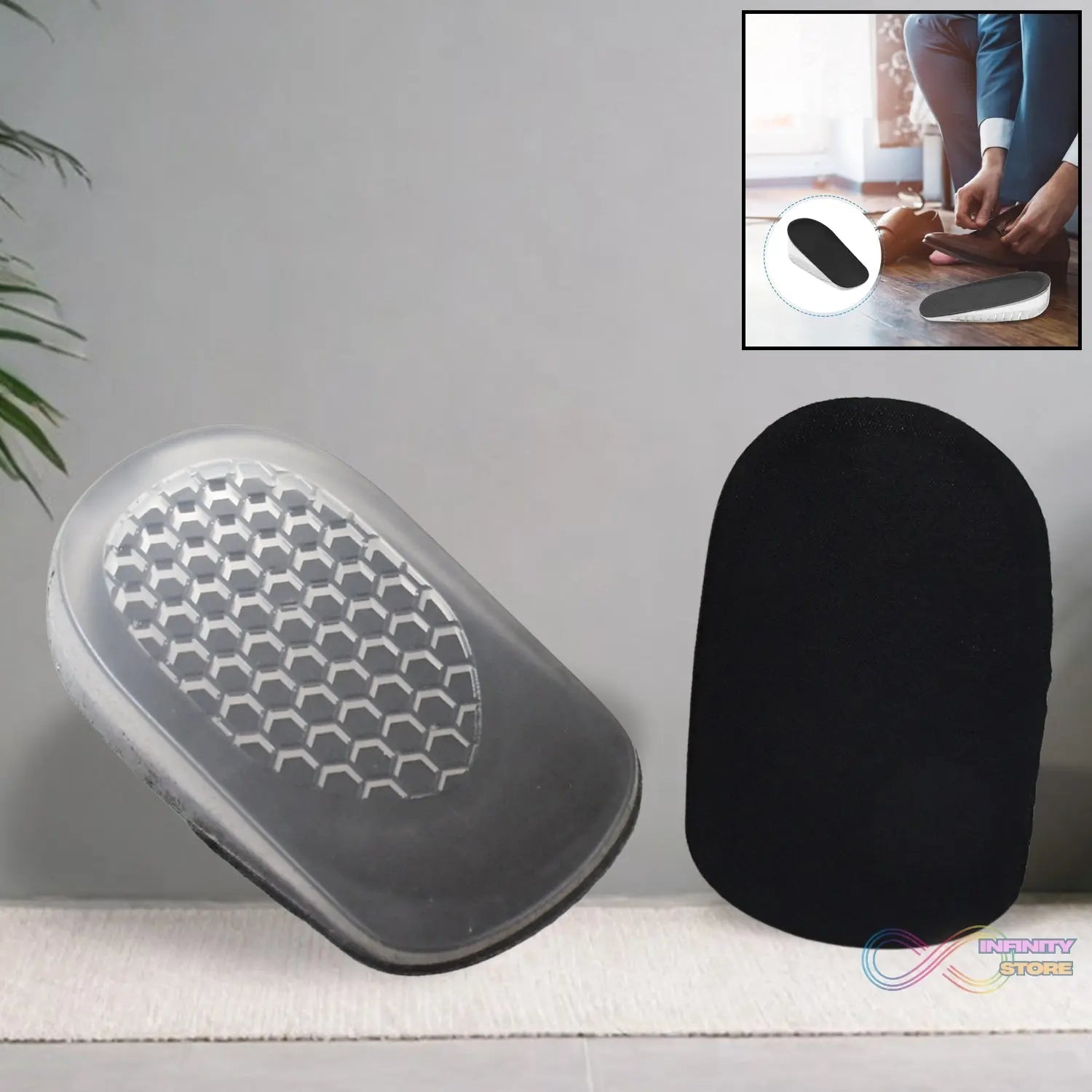 Medium 1 Pairs Silicone Heel Pads, Shoes Insole (11×6×3 Cm) - infinityexculsivestore.com