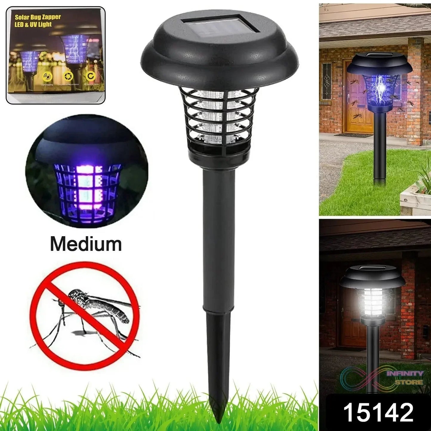 Medium Garden Solar Powered LED Mosquito Trap / Bug Zapper (1 Pc) - infinityexculsivestore.com