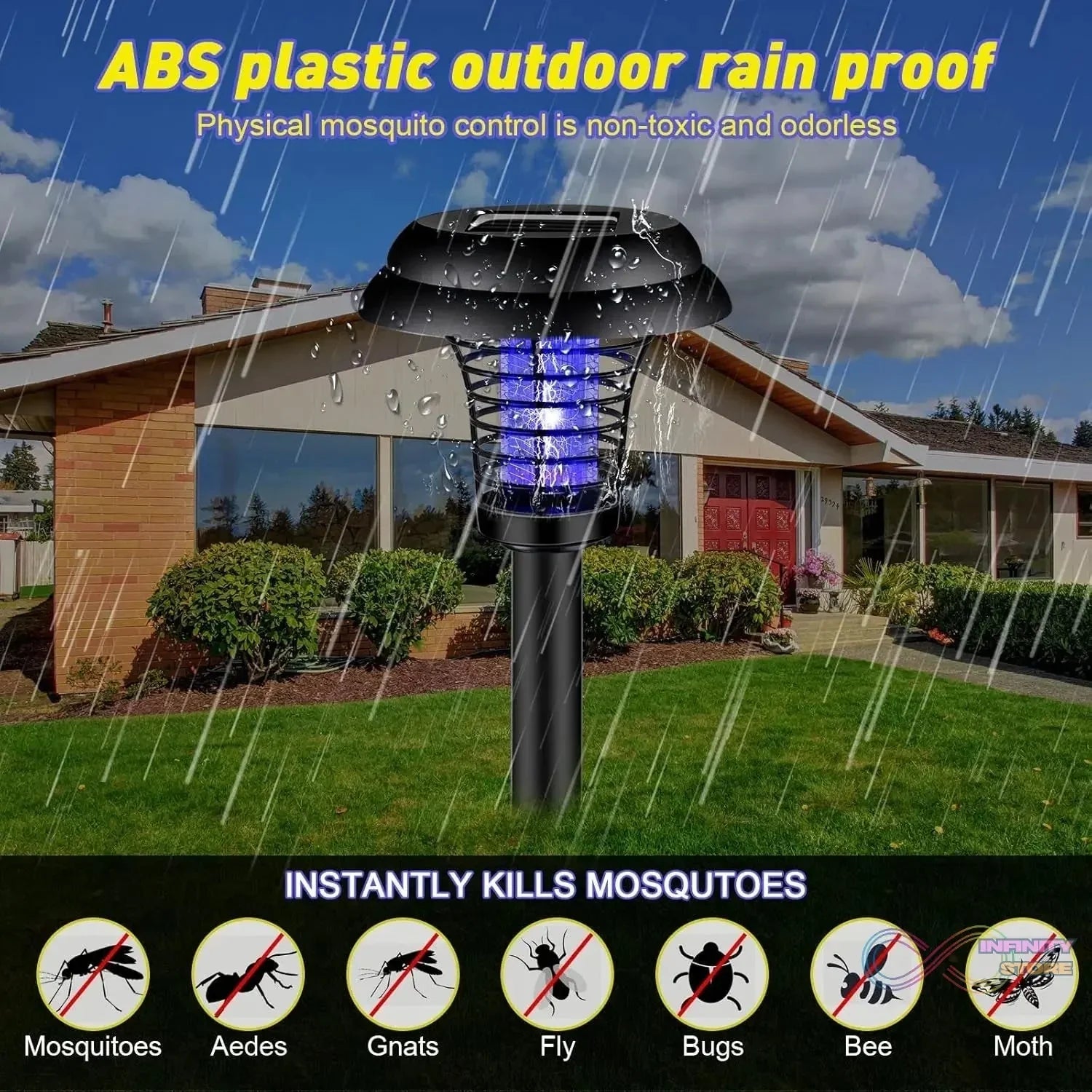 Medium Garden Solar Powered LED Mosquito Trap / Bug Zapper (1 Pc) - infinityexculsivestore.com