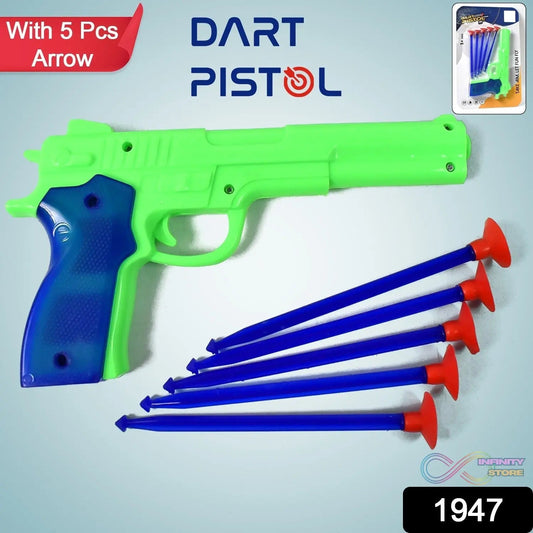 Medium Size Plastic 1 Gun with 5 Soft Suction Dart Bullets (1 Set) - infinityexculsivestore.com
