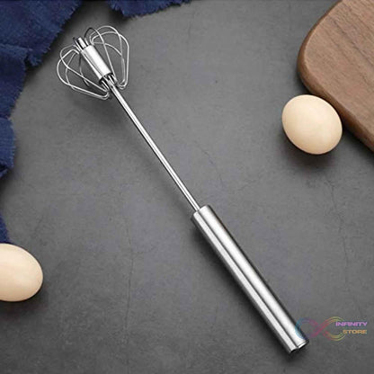 Medium Stainless Steel Egg Whisk, Hand Push Rotary Whisk Blender (1 Pc / 30 Cm) - infinityexculsivestore.com