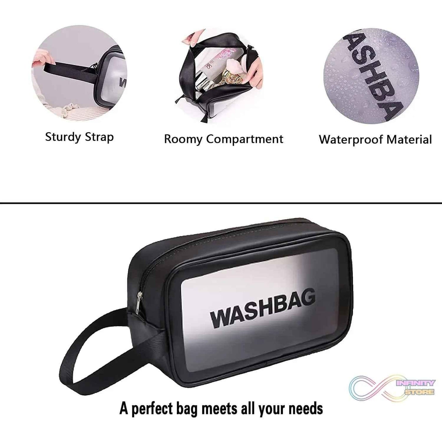 Medium Zippered Cosmetic Pouch, Toiletry Bag for Cosmetics (1 Pc) - infinityexculsivestore.com