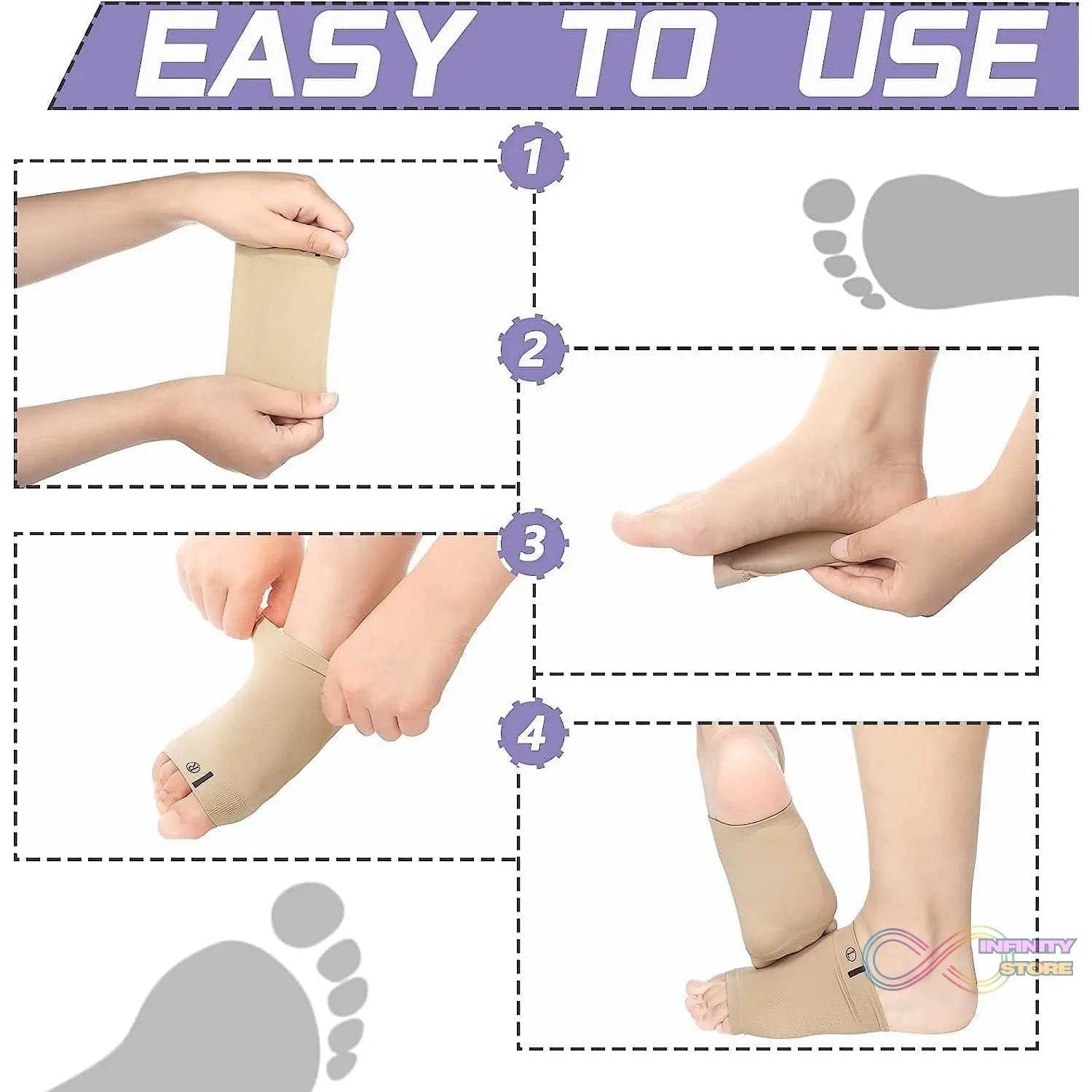 Foot Arch Support for Men & Women | Medial Arch Support for Flat Feet Correction Sleeve with Cushion | Plantar Fasciitis Leg Foot Pain Relief Product | Foot Care for Orthopedic Shoes Slippers, (1 Pair) - infinityexculsivestore.com