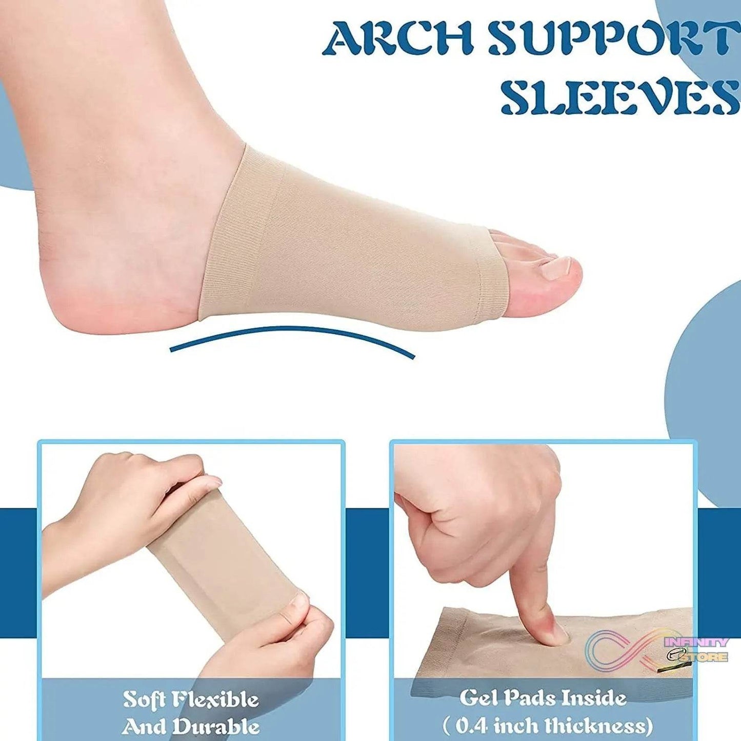 Foot Arch Support for Men & Women | Medial Arch Support for Flat Feet Correction Sleeve with Cushion | Plantar Fasciitis Leg Foot Pain Relief Product | Foot Care for Orthopedic Shoes Slippers, (1 Pair) - infinityexculsivestore.com