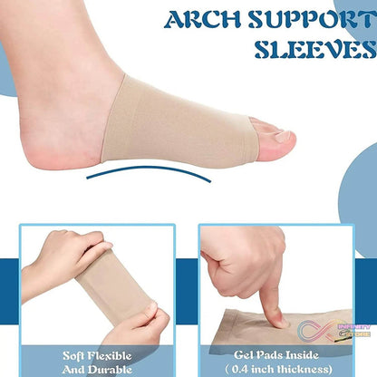 Foot Arch Support for Men & Women | Medial Arch Support for Flat Feet Correction Sleeve with Cushion | Plantar Fasciitis Leg Foot Pain Relief Product | Foot Care for Orthopedic Shoes Slippers, (1 Pair) - infinityexculsivestore.com